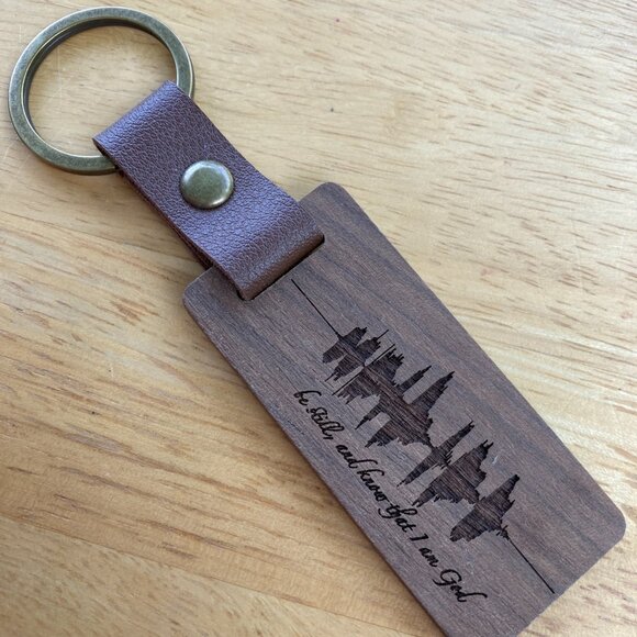 Be Still, And Know That I Am God Soundwave Wooden Keychain - Picture 1 of 4